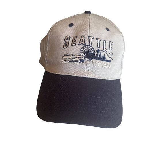Gray Blue Seattle Skyline Washington Souvenir Hat Cap Adjustable - Picture 1 of 7